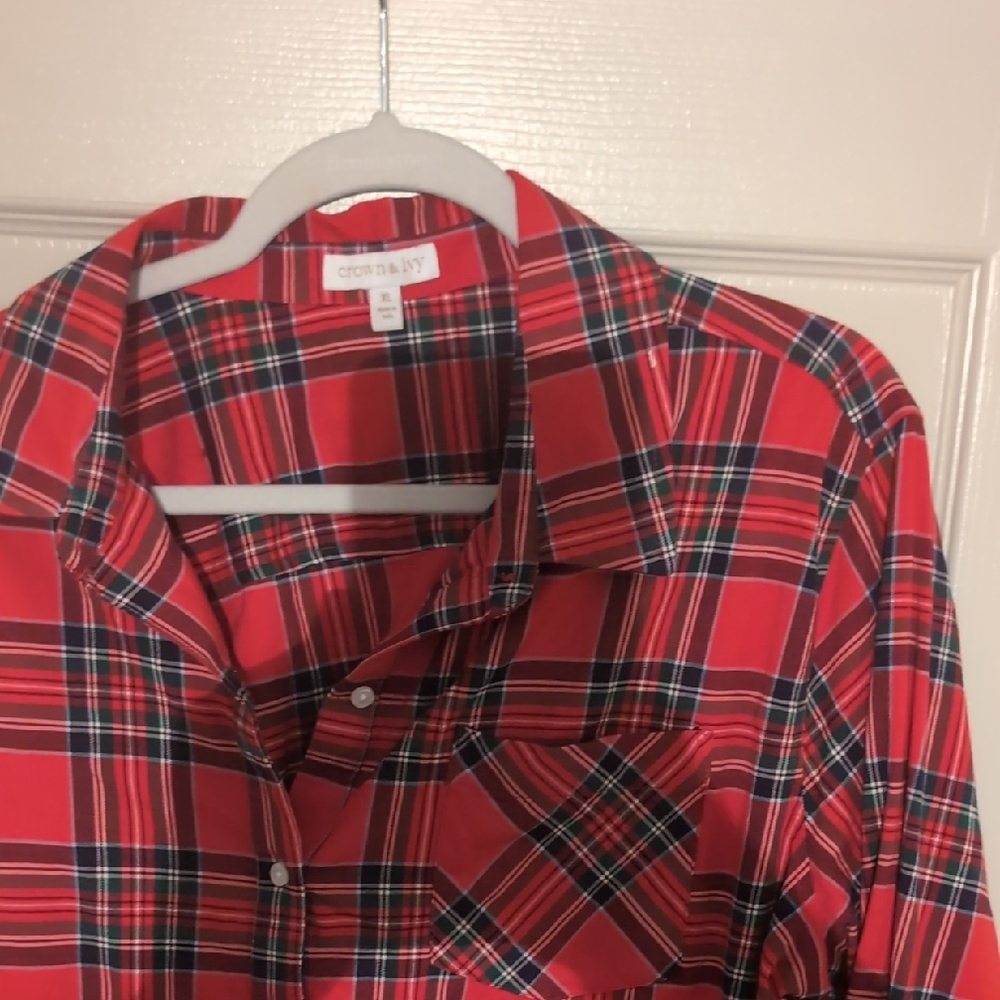 Crown & Ivy Red and Blue Plaid Shirt
